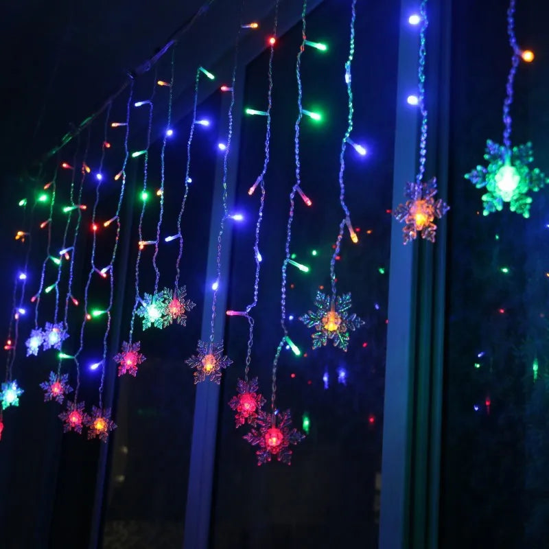 Guirlande lumineuse LED en forme de flocon de neige de 3,2 m – Guirlande lumineuse étanche pour Noël, mariages et décorations de vacances