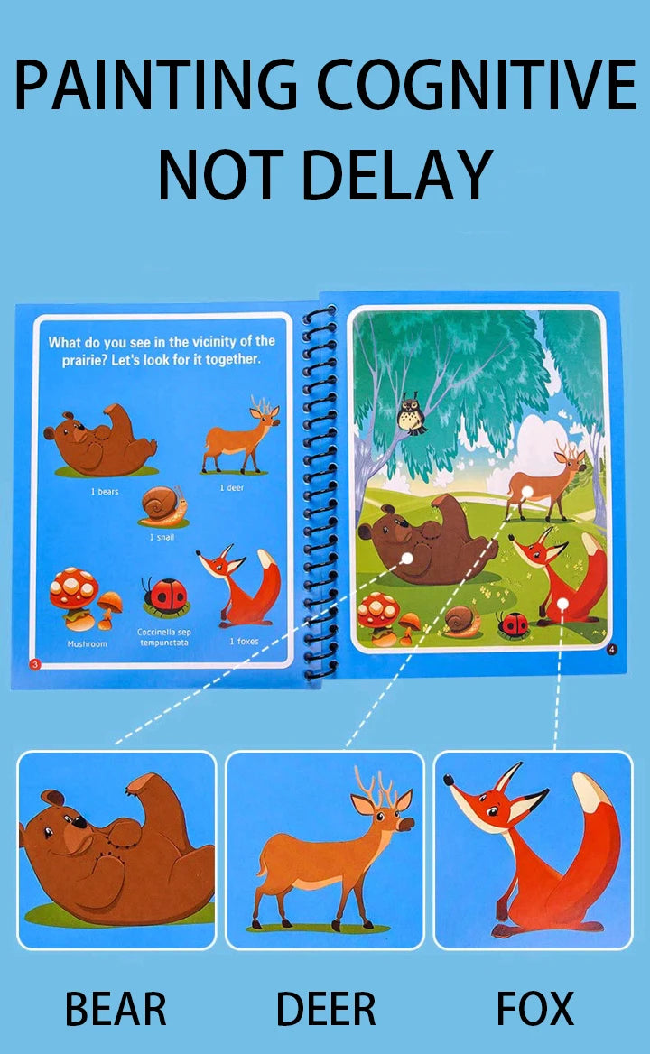 Magic Water Drawing Book – Reusable Montessori Coloring Book for Sensory Learning & Early Education
