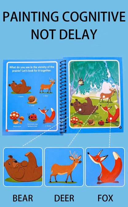 Magic Water Drawing Book – Reusable Montessori Coloring Book for Sensory Learning & Early Education