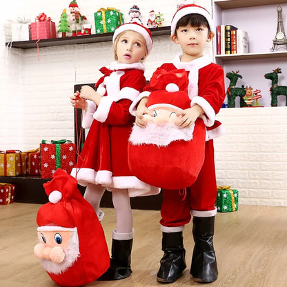Baby Boys and Girls Santa Claus Christmas Costume Set, Kids Xmas Outfit with Top, Pants or Dress, Hat and Belt, Cute Holiday Cosplay Clothing for Christmas Parties, New Year Celebrations and Festive Events