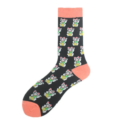 Funny Cotton Novelty Crew Socks – Alien, Planet, Shark, Dinosaur, Skateboard & Math Designs for Men & Women