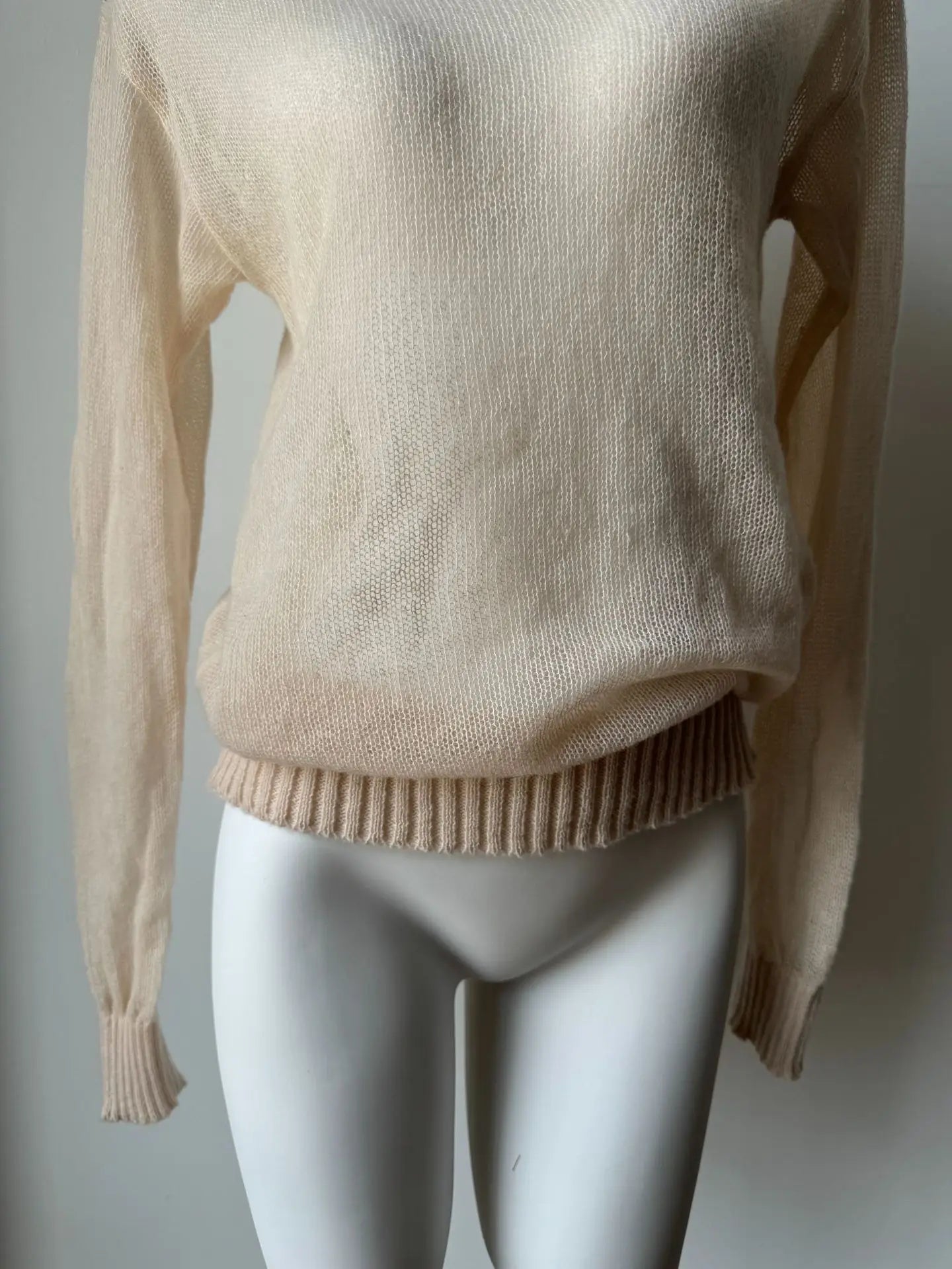 Women’s Classic Mohair Knitted Sweater Top Spring Summer Loose O-Neck Micro Sheer Cool Knit Shirt