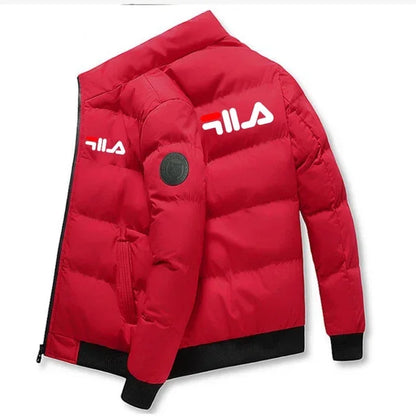 Men’s Short Winter Jacket – Thick Warm Windproof Coat with Zipper & Printed Design, Casual Outdoor Outerwear, Sizes M–5XL