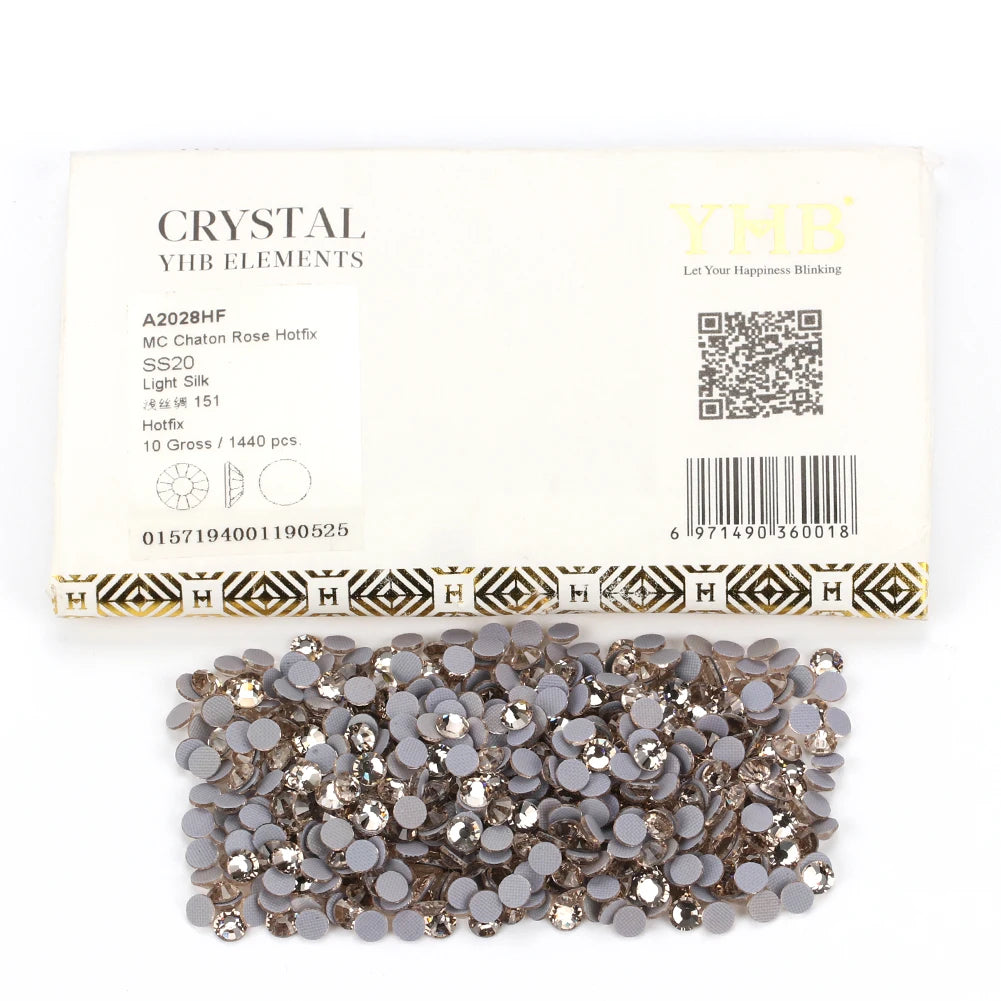 Pedrería Termoadhesiva Blanca Seda Mocca YHB – Cristales Premium de Espalda Plana para Zapatos, Bolsos, Ropa, Joyería y Manualidades DIY