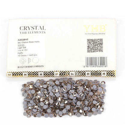 Pedrería Termoadhesiva Blanca Seda Mocca YHB – Cristales Premium de Espalda Plana para Zapatos, Bolsos, Ropa, Joyería y Manualidades DIY