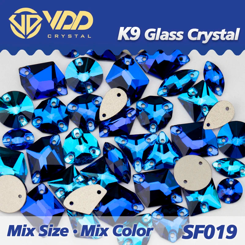 Strass à coudre en cristal K9 AB Mix – Pierres plates en verre AAAAA pour vêtements, robes de mariée et projets de bricolage