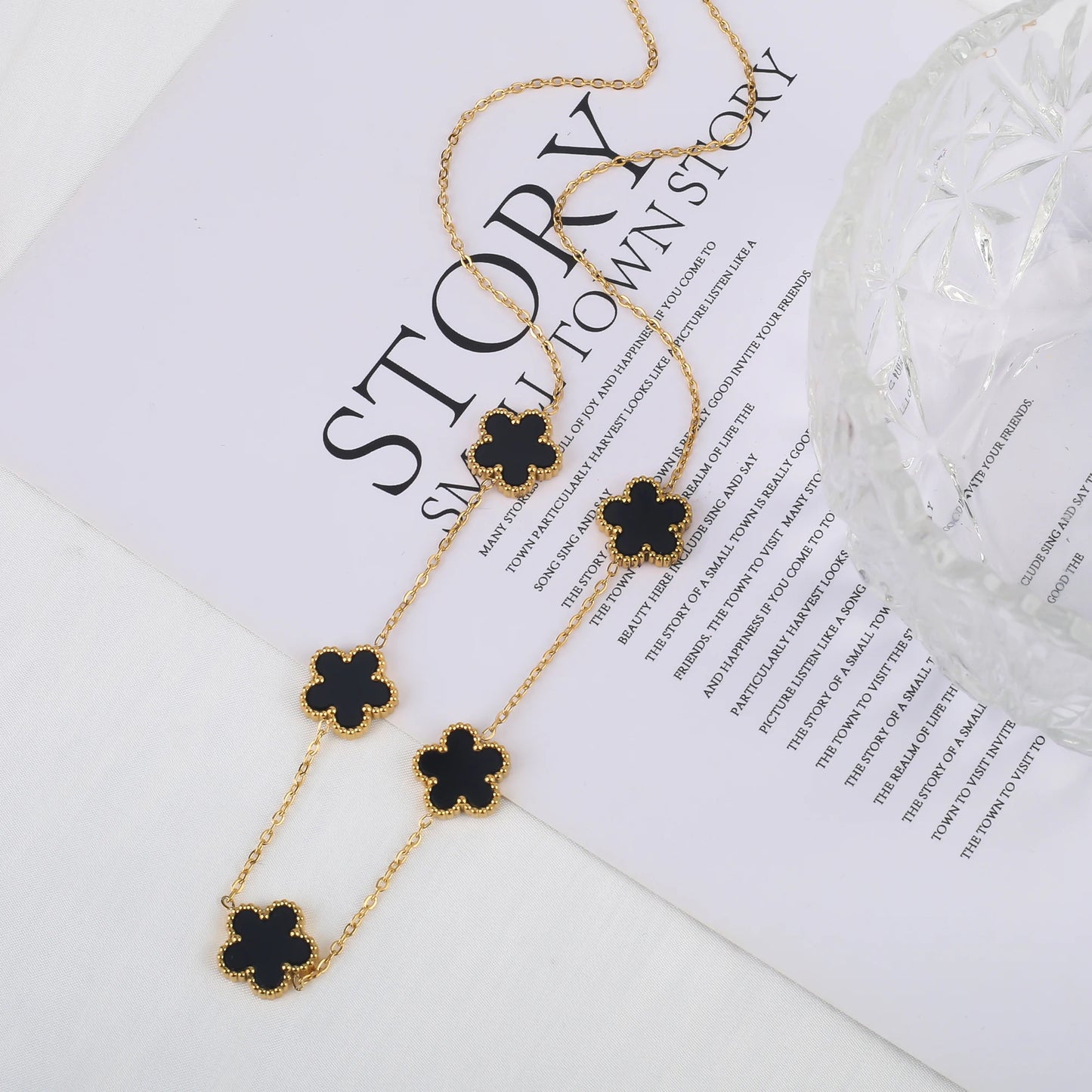Stainless Steel Five Leaf Flower Clover Bracelet for Women Girls Adjustable Laser Petal Classic Brand Jewelry Gift