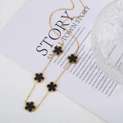 Stainless Steel Five Leaf Flower Clover Bracelet for Women Girls Adjustable Laser Petal Classic Brand Jewelry Gift