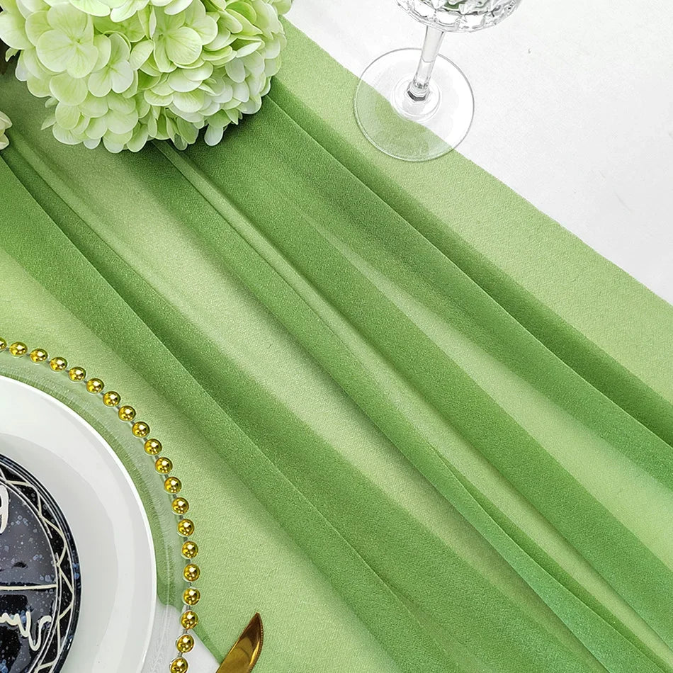 Camino de mesa de gasa - Decoración de arco de boda de tela de seda transparente | Decoración de mesa bohemia para cumpleaños y eventos