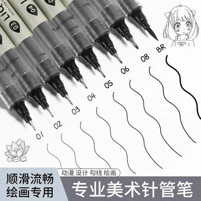 Set de marqueurs Manga – Stylos à croquis à pointe fine 5/8 pièces pour le dessin, l'illustration, la calligraphie et les fournitures scolaires