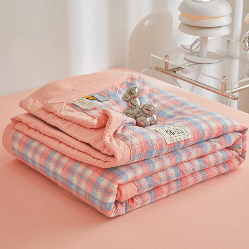 100% Cotton Summer Quilt – Lightweight Long Staple Cotton Comforter for Twin, Queen & Double Beds