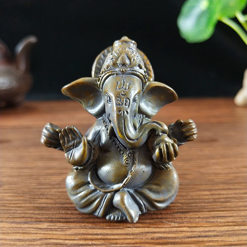 Statue de Ganesha en bronze – Figurine de sculpture du dieu éléphant hindou pour décoration de maison, de bureau, décoration spirituelle et cadeau