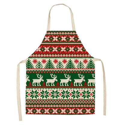 Christmas Moose Print Kitchen Apron – Unisex Cooking & Baking Workwear for Home Cleaning, Barbecue, Restaurant & Kitchen Use