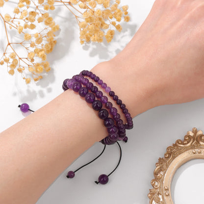 Bracelet perles de tourmaline noire naturelle – Bracelet ajustable tressé en corde avec carte cadeau pour hommes et femmes