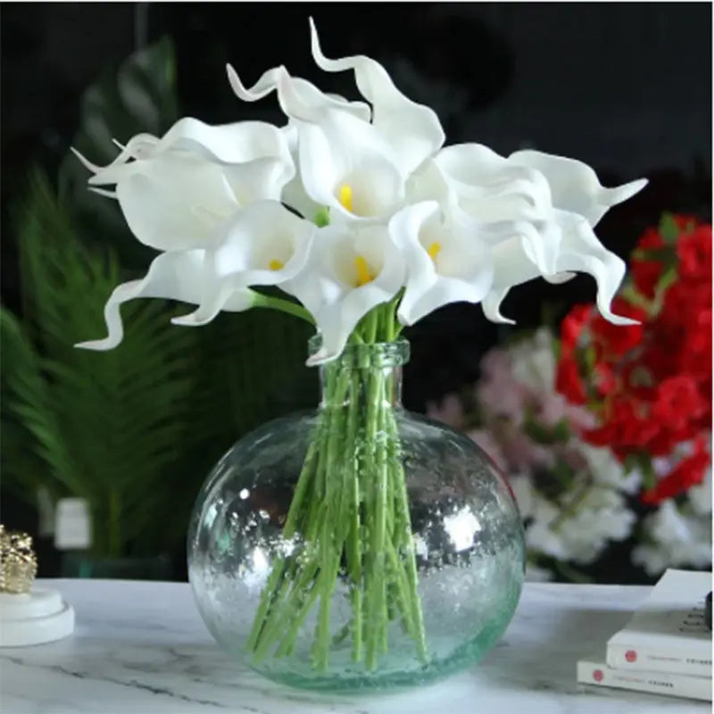 5/10/15/20pcs Real Touch Calla Lily Artificial Flowers – Realistic Faux Calla Lily Bouquet for Wedding Bridal Arrangements, Home Décor & Floral Decoration