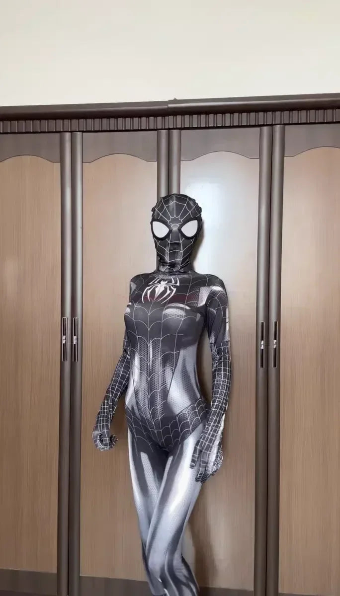 Spider Superhero Women Cosplay Costume – Black Cat 3D Print Bodysuit Jumpsuit