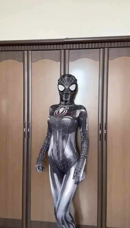 Spider Superhero Women Cosplay Costume – Black Cat 3D Print Bodysuit Jumpsuit