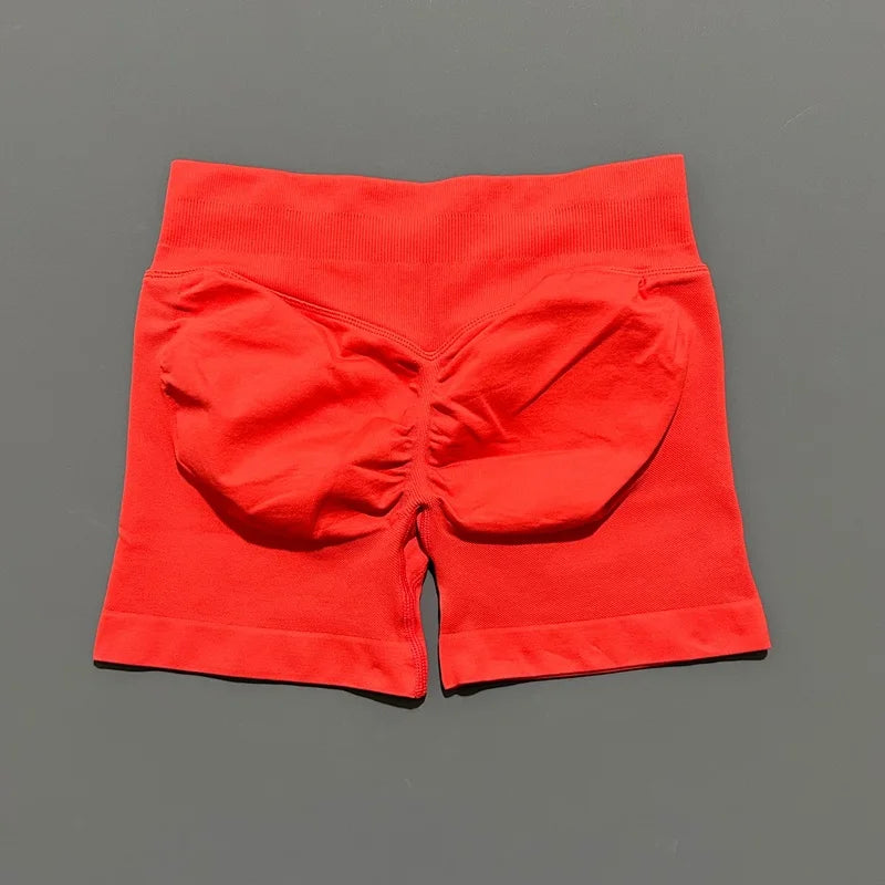 Pantalones cortos de gimnasio sin costuras con efecto Scrunch Butt para mujer – Pantalones cortos de yoga de cintura alta para correr, entrenar, fitness y ropa deportiva
