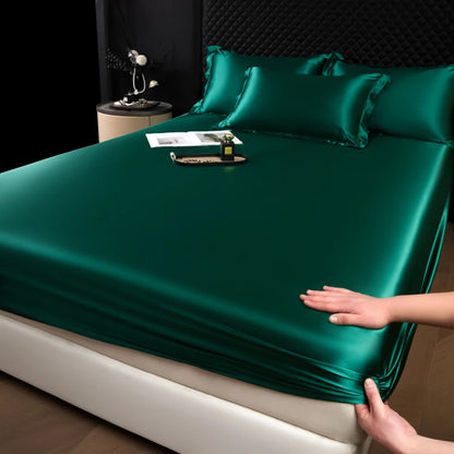 Rayon Satin Fitted Sheet – Soft Mattress Cover with Elastic Band for Single, Double, Queen & King Beds