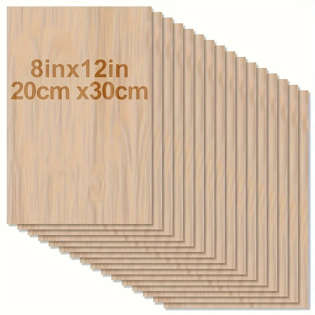 Feuilles de contreplaqué de tilleul (4 à 48 pièces) – Panneaux de bois de 20 × 30 cm découpés au laser de 2 mm pour les loisirs créatifs, la gravure laser, la peinture et la fabrication de modèles