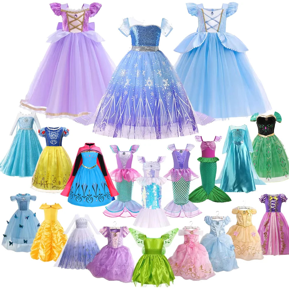 Girls’ Princess Cosplay Dress – Elsa, Anna & Rapunzel-Inspired Kids Costume for Halloween, Birthday Parties & Dress-Up Events