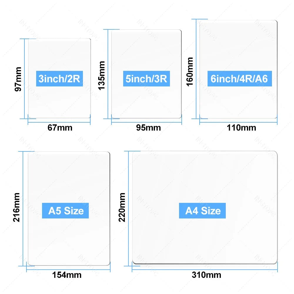 50 Sheets Laminating Film – 80 Micron PET/EVA Thermal Lamination Pouches for 3R, 4R, 5R, A6, A5 & A4, Photos, Files, Cards & Menus