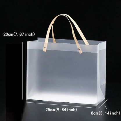 10PCS Frosted PVC Tote Gift Bags – Waterproof Transparent Reusable Gift, Candy & Party Favor Bags for Packaging & Shopping