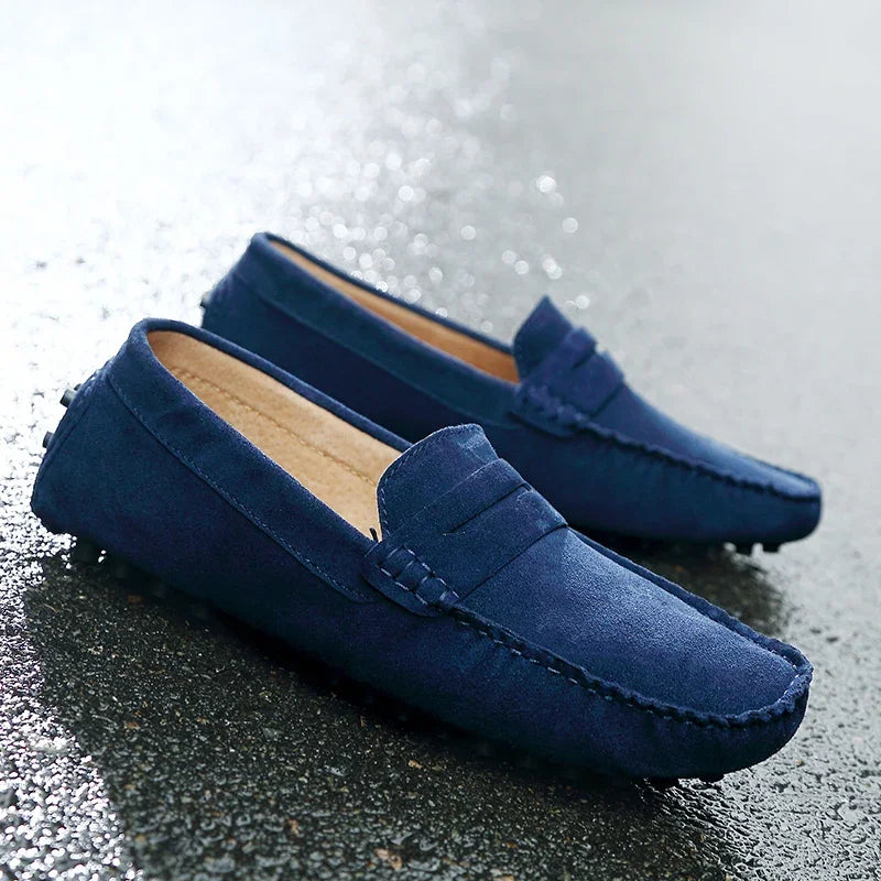 Mocasines de Ante de Cuero Genuino para Hombre – Zapatos de Conducción Casuales Hechos a Mano, Mocasines y Bailarinas Cómodos y a la Moda
