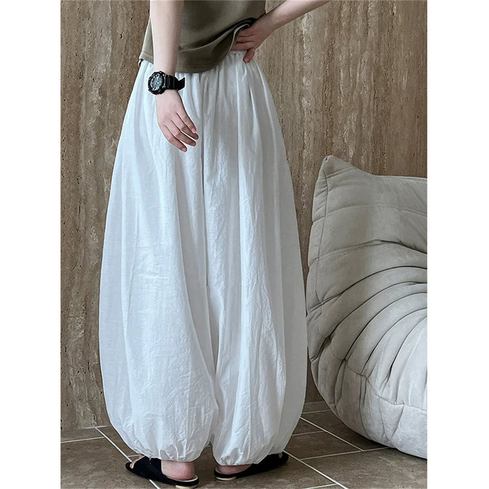 Women's Oversized Lantern Pants – Lightweight Breathable Cotton Wide-Leg Casual Trousers for Summer