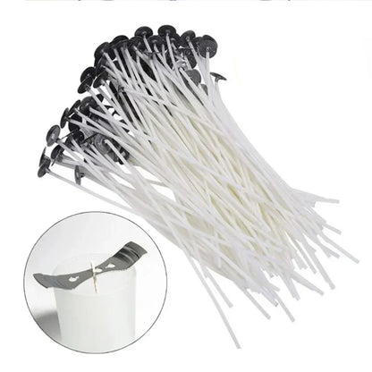 Kit para hacer mechas de vela de 53 piezas – Mechas de algodón encerado con soportes, juego de mechas de cera de soja sin humo para hacer velas, suministros de manualidades y decoración del hogar hecha a mano