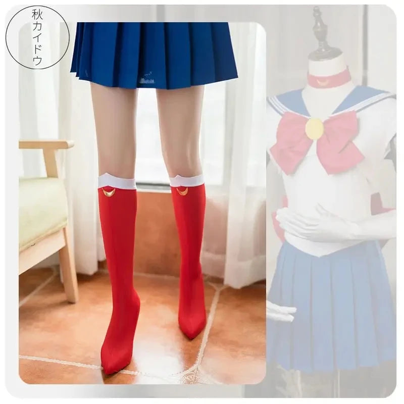 Tsukino Usagi Cosplay Costume Set – Outfit Props with Stocking Socks (Anime Character Dress-Up for Christmas, Halloween, Carnival & Party Events)
