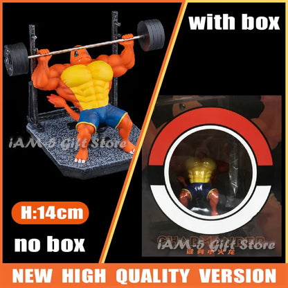 18cm Pokémon Figures – Gym Cartoon Fitness Muscle Action Figures (Charmander, Bulbasaur, Squirtle) Anime Fit Model Figurines Toys