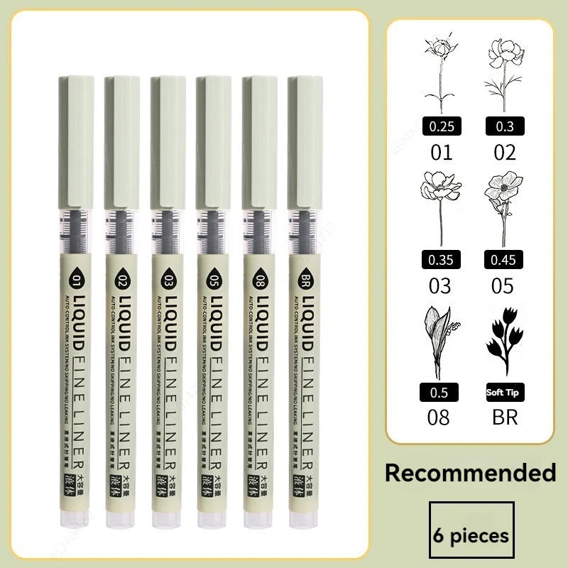 Set de marqueurs Manga – Stylos à croquis à pointe fine 5/8 pièces pour le dessin, l'illustration, la calligraphie et les fournitures scolaires