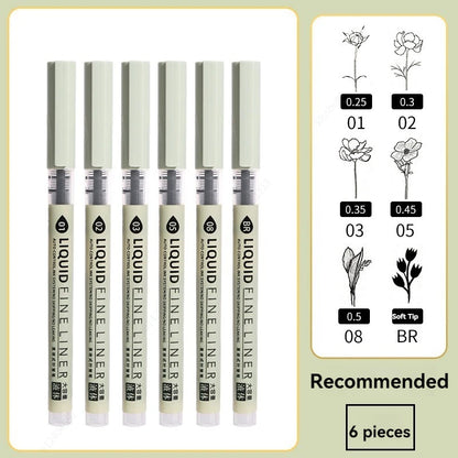 Set de marqueurs Manga – Stylos à croquis à pointe fine 5/8 pièces pour le dessin, l'illustration, la calligraphie et les fournitures scolaires