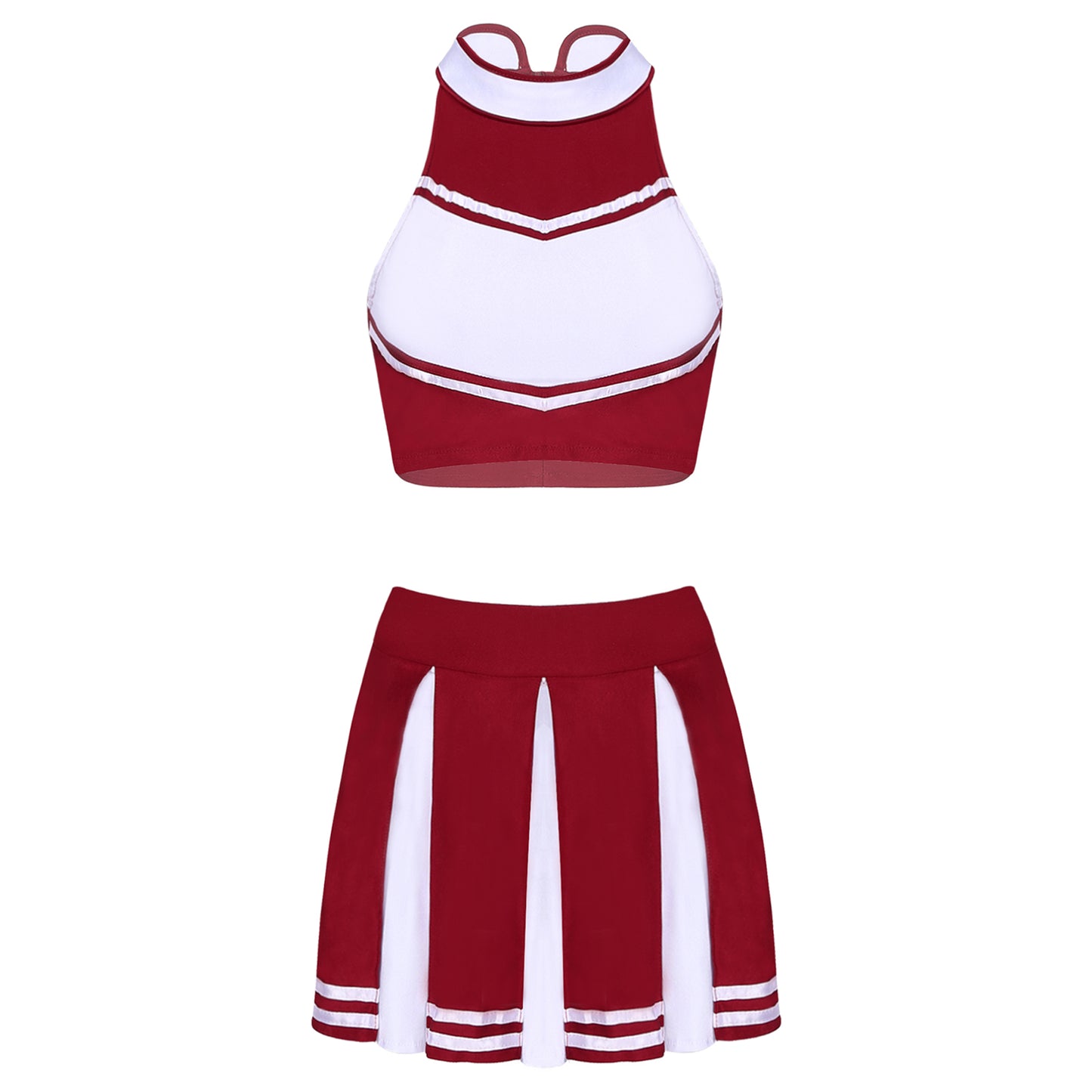 Women’s Cheerleader Cosplay Costume – Uniform Set (Crop Top + Mini Pleated Skirt, Carnival Outfit)