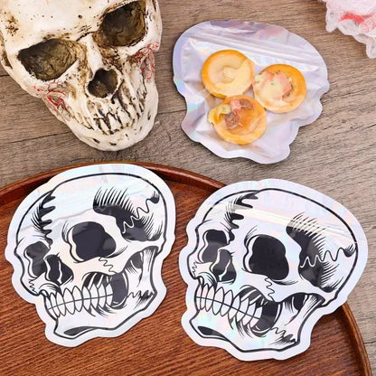 10-100PCS Halloween Skull Treat Bags, Laser Printed Self Sealing Gift Packaging Pouches, Reusable Candy Bags for Cookies, Jewelry, Halloween Party Favors and Trick or Treat Gifts