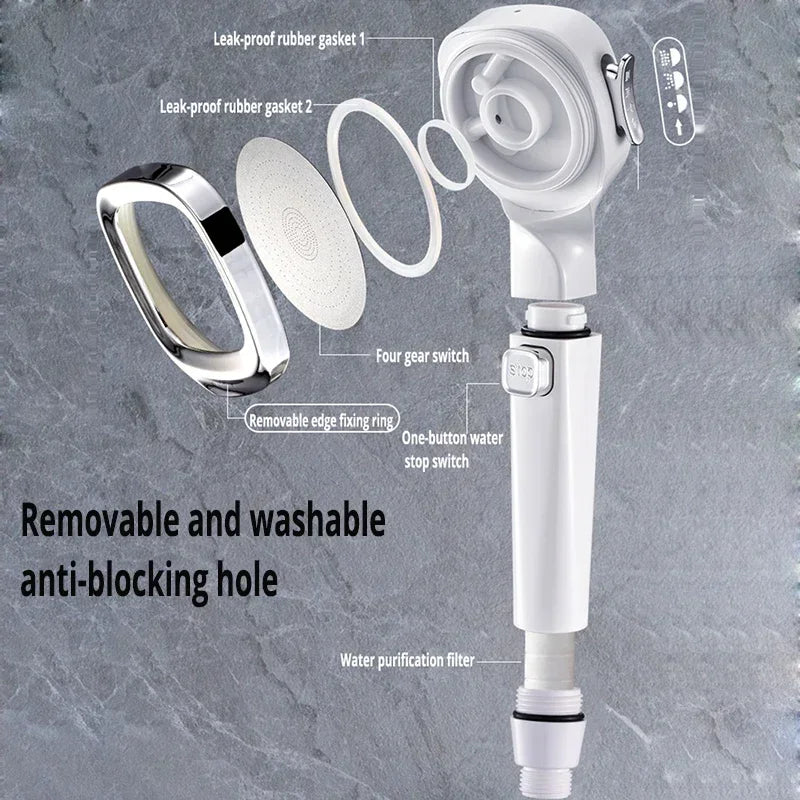 Pommeau de douche haute pression – Pulvérisateur de douche à main 3 modes à économie d'eau, fonction d'arrêt à une touche, accessoire de douche de salle de bain réglable pour la maison