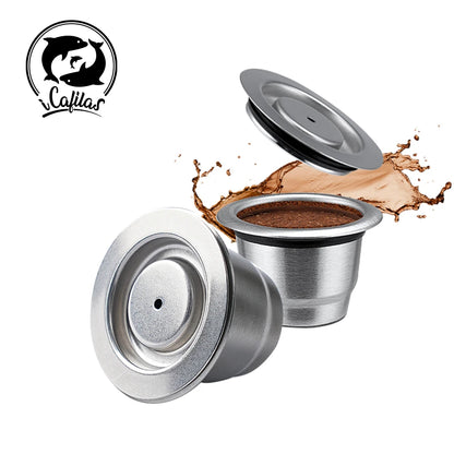 Capsules de café Nespresso réutilisables – Dosettes filtrantes à espresso en acier inoxydable, capsules de café Crema rechargeables avec design amélioré pour machine à café domestique