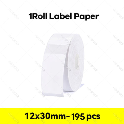 Niimbot D110 Label Maker Tape – Waterproof Self-Adhesive Sticker Paper, Compatible Label Roll for Niimbot D11/D101 Portable Printer, White Thermal Labels 12-15mm