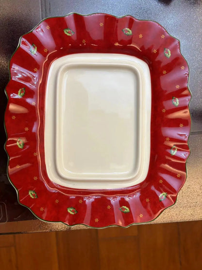 German V Bao Christmas Tableware Collection – Biscuit Plate, Rectangular Serving Plate, Mug, Salad Dish, Dessert & Fruit Holder