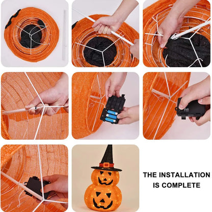 Halloween Pumpkin Decorations – Collapsible Jack-o’-Lantern Pumpkin Lights for Indoor & Outdoor Home, Party & Yard Decor