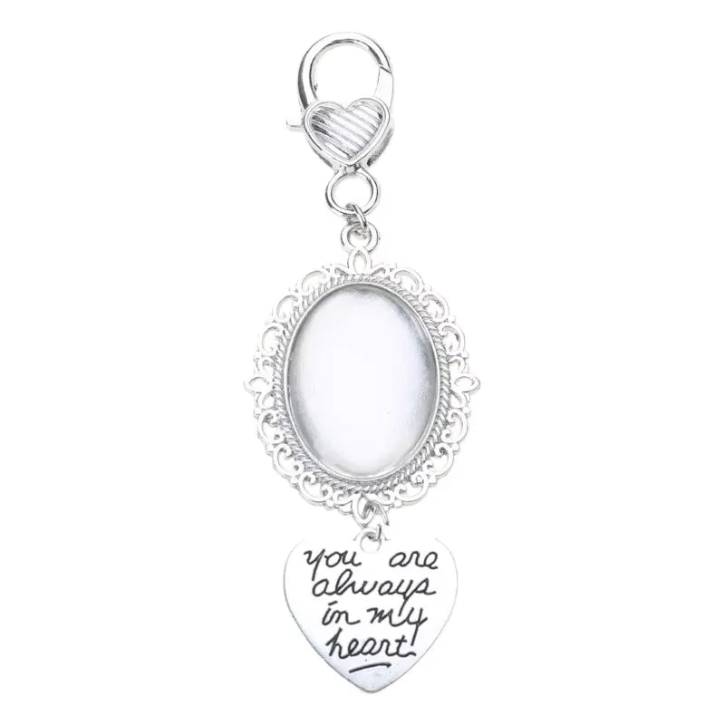 Wedding Bouquet Photo Charm – Oval Picture Frame Pendant Brooch for Bridal Bouquets & Memorial Keepsakes