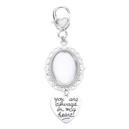 Wedding Bouquet Photo Charm – Oval Picture Frame Pendant Brooch for Bridal Bouquets & Memorial Keepsakes