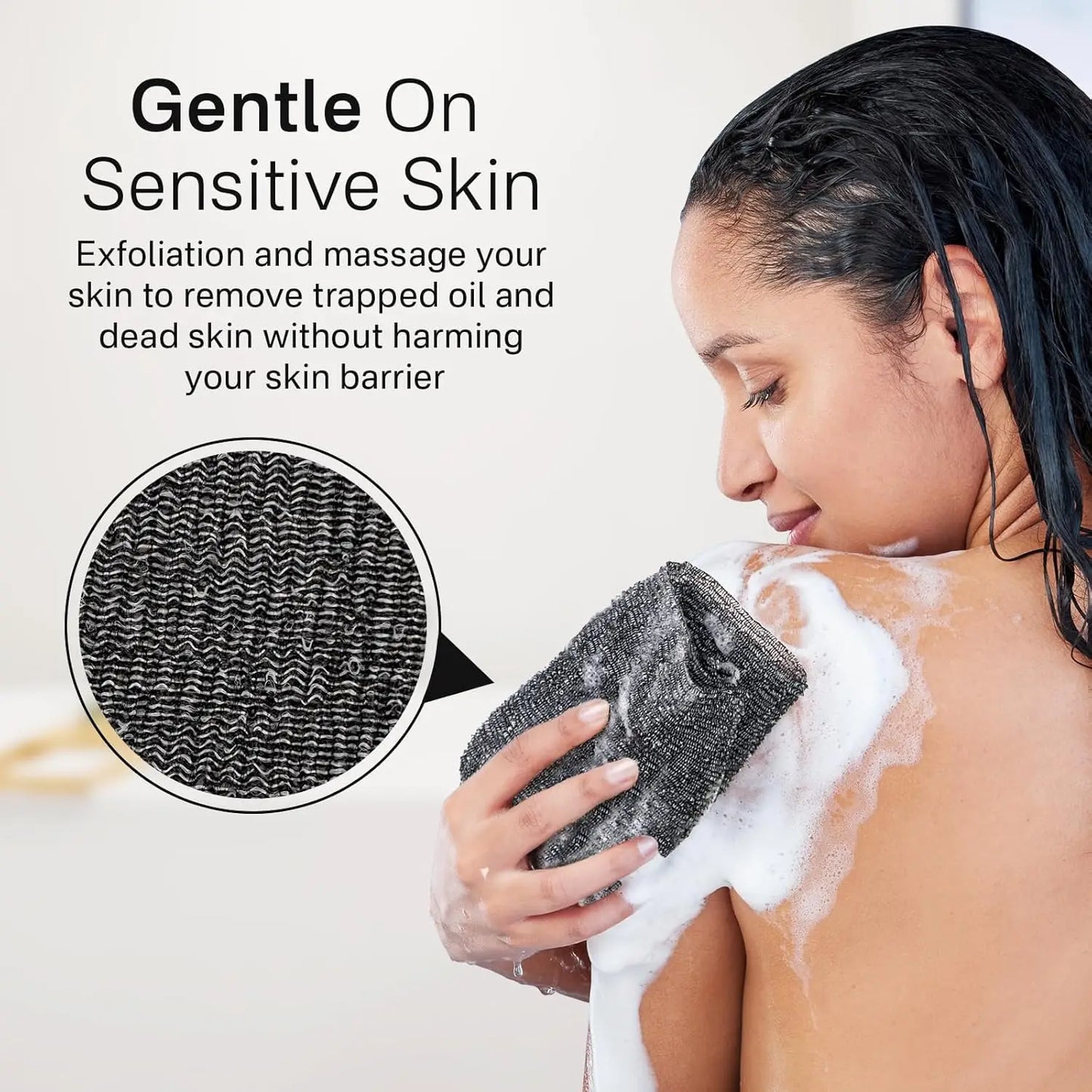 Toalla de baño exfoliante – Estropajo de espalda para el cuerpo, paño de lavado, esponja de ducha suave para limpieza profunda, exfoliación de la piel y accesorios de baño