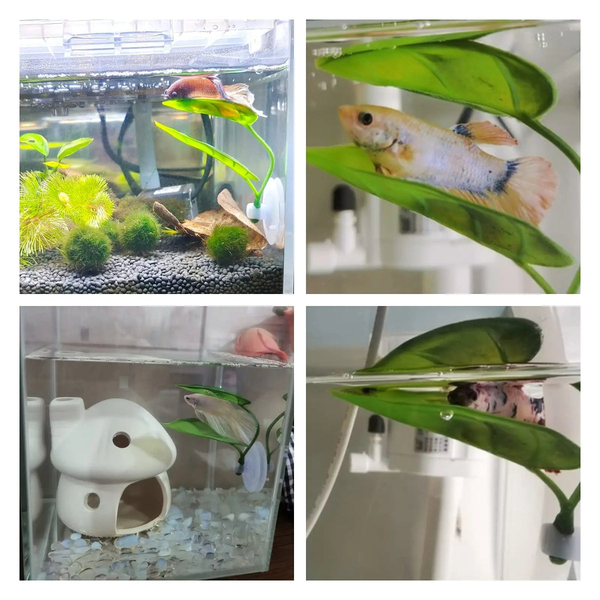 Betta Fish Leaf Hammock – Artificial Aquarium Plant for Resting, Relaxing & Spawning, Fish Tank Decoration for Betta & Ornamental Fish
