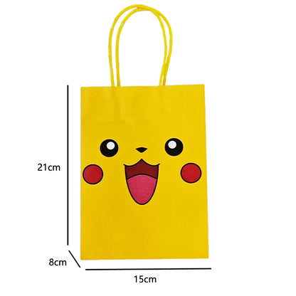 Pokémon Gift Bags – Pikachu Theme Birthday Party Packing Bags for Balloons, Candy, Snacks & Kids Party Favors (Charmander & Squirtle Design)
