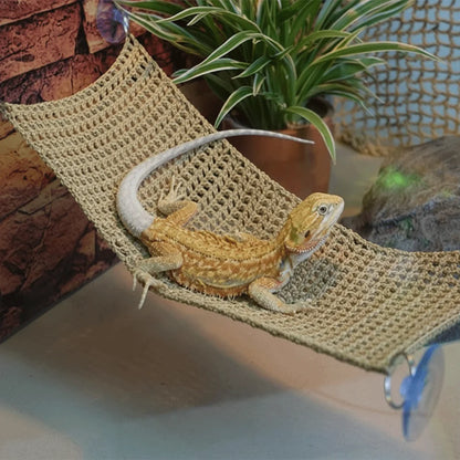 Reptile Climbing Hammock with Suction Cups – Breathable Mesh Hanging Net & Resting Bed for Lizards, Geckos & Small Reptiles