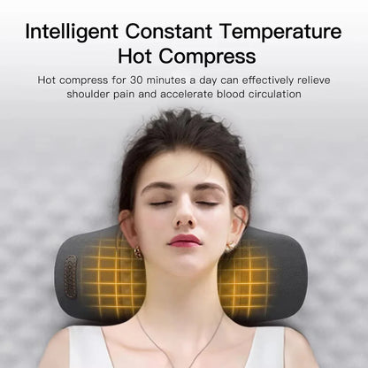 Almohada masajeadora para cuello – Almohada con calefacción y vibración para soporte cervical, cojín de masaje relajante para confort del cuello, apoyo para dormir y dispositivo de terapia en casa para aliviar el estrés