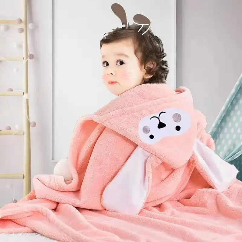 Thickened Baby Hooded Bath Towel – Super Soft Absorbent Pure Cotton Cloak Blanket for Newborns & Children