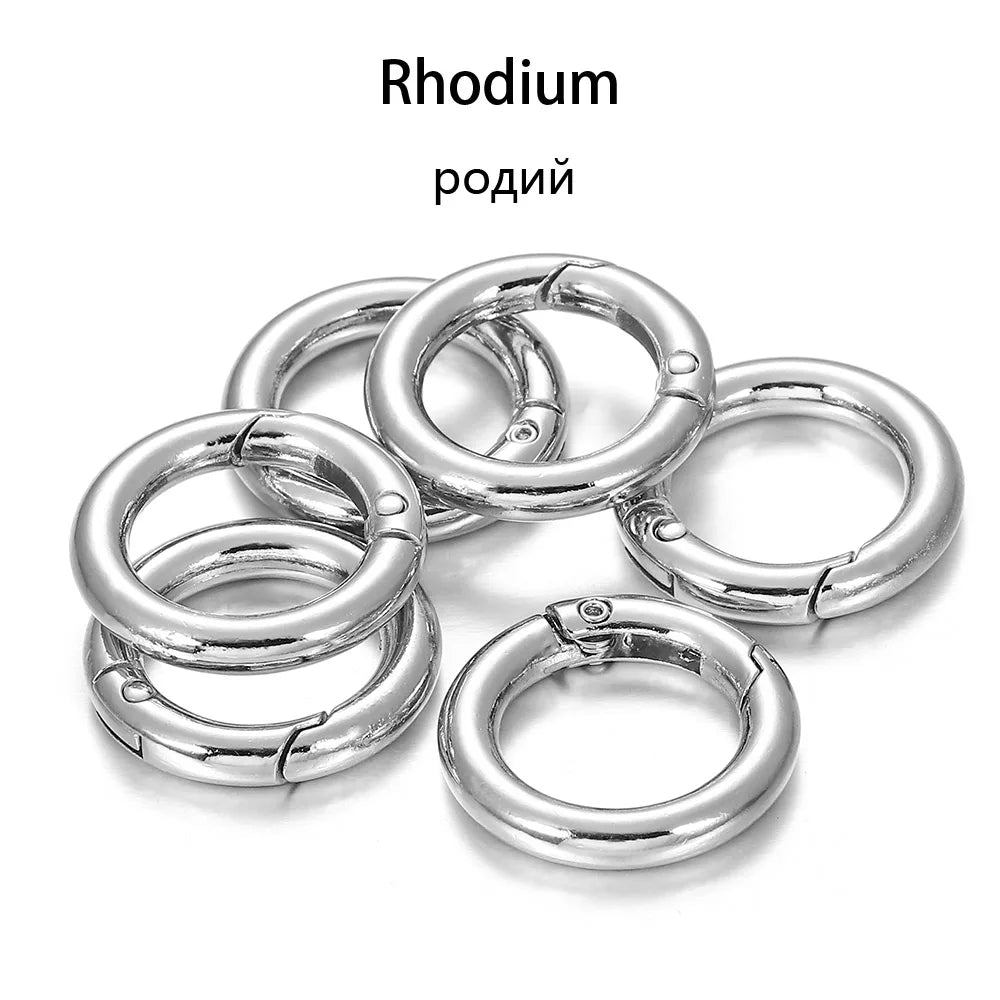 5-Piece Metal Spring O-Ring Carabiner Keychain Clips – Openable Round Buckle Connectors for DIY Keychains, Dog Chains & Jewelry Making